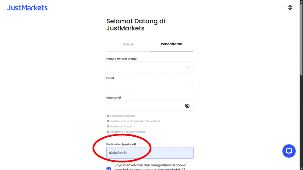 Kode mitra JustMarkets s3xkv0an6t Bonus €500 + Diskon 15%