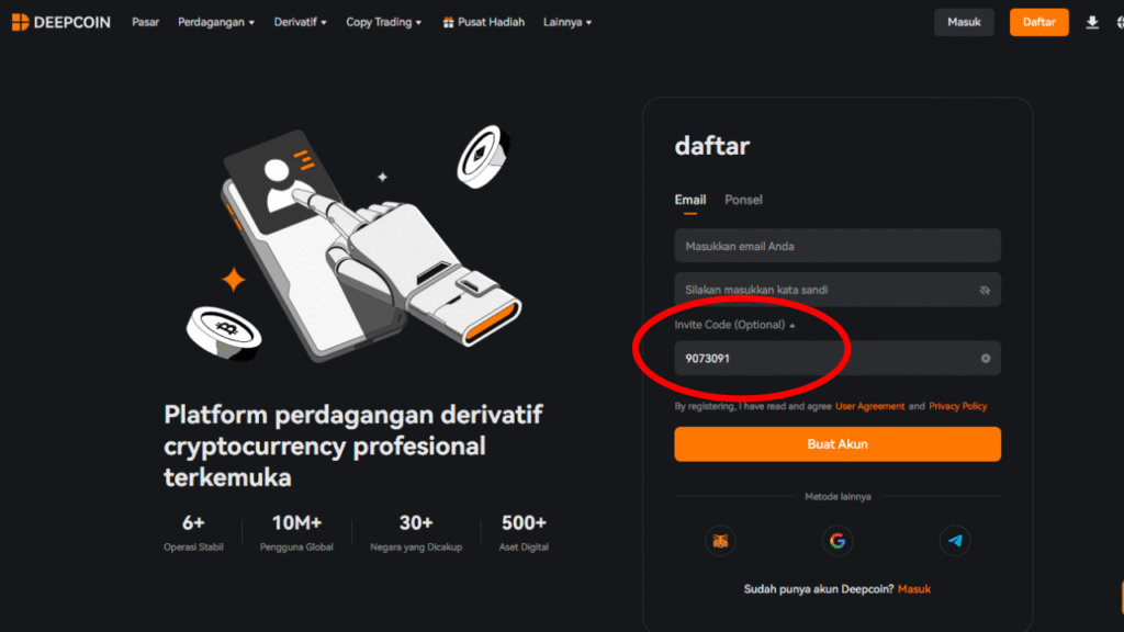 Kode Undangan Deepcoin – Bonus $100 & Diskon 15%