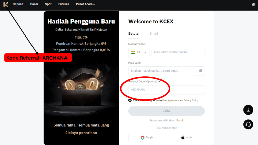 Kode Referensi KCEX - Dapatkan €4000 + Diskon 10% di KCEX