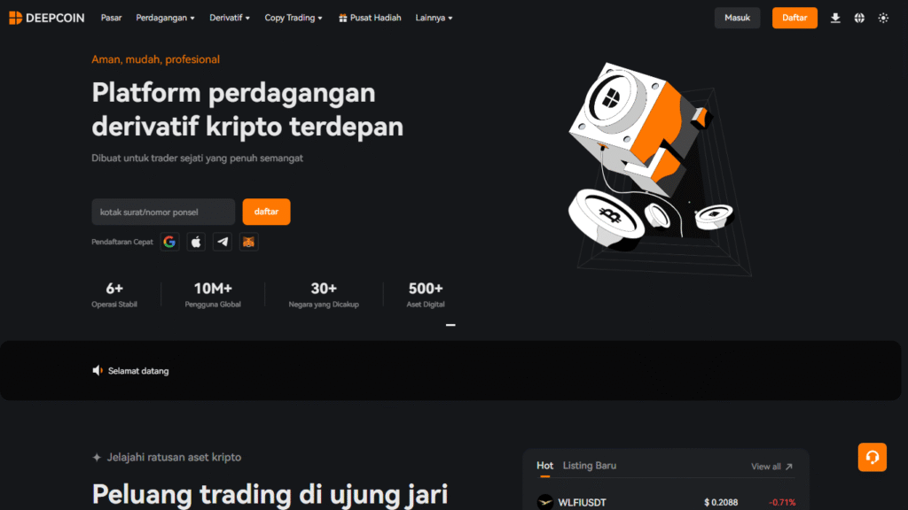 Kode Undangan Deepcoin – Bonus $100 & Diskon 15%