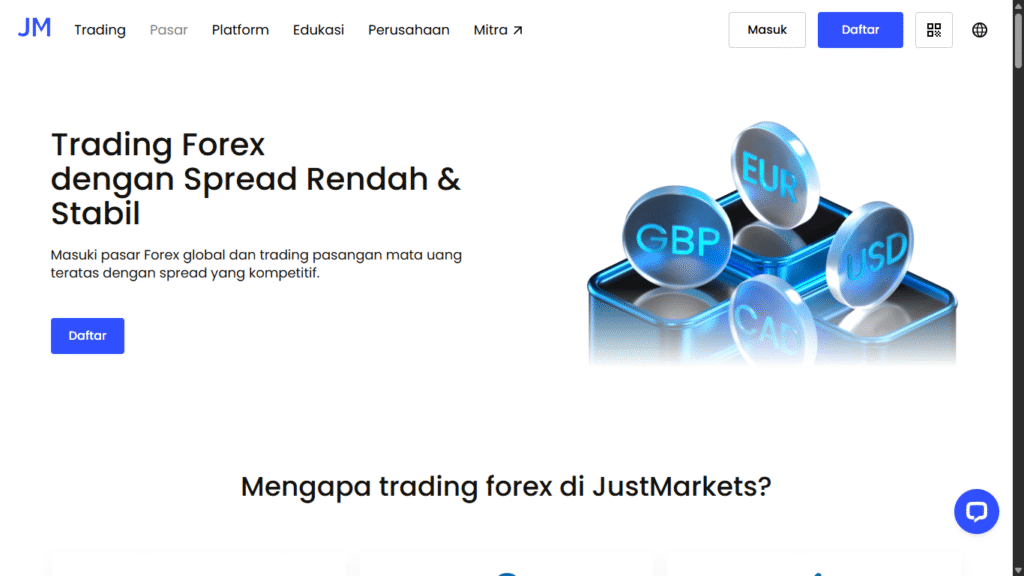 Kode mitra JustMarkets s3xkv0an6t Bonus €500 + Diskon 15%